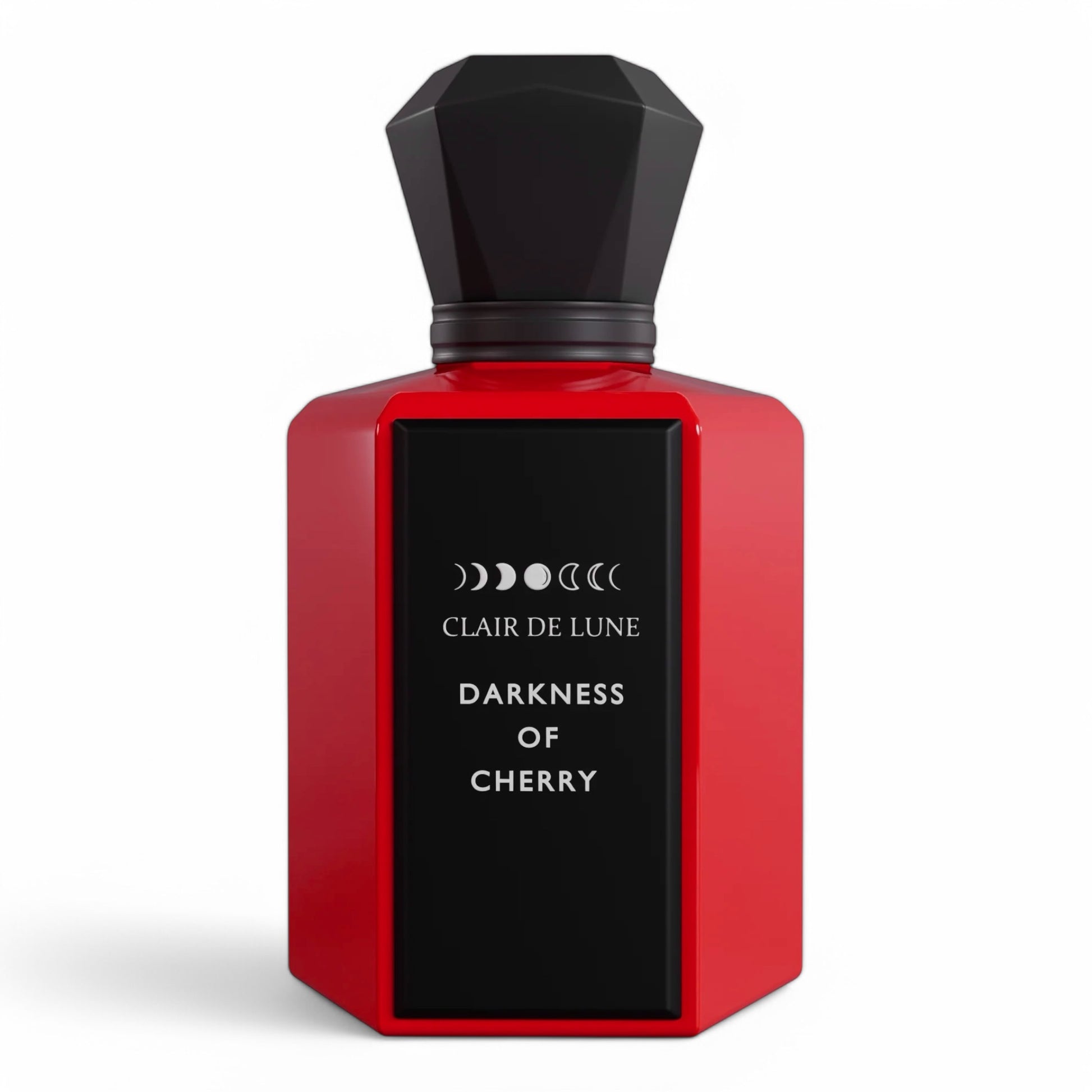 A sample of Clair de Lune Darkness of Cherry, a bold extrait de parfum blending sour cherry, saffron, leather, and smoky woods, available in perfume samples