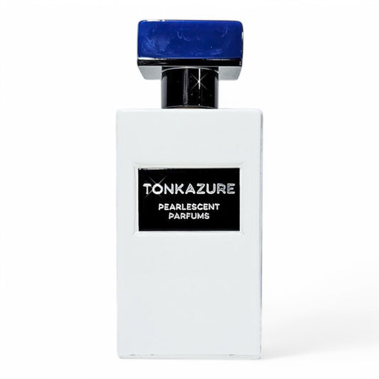 A sample of TONKAZURE, a floral fruity gourmand perfume with notes of champagne, blueberry, and tonka bean, available in decants and fragrance samples.